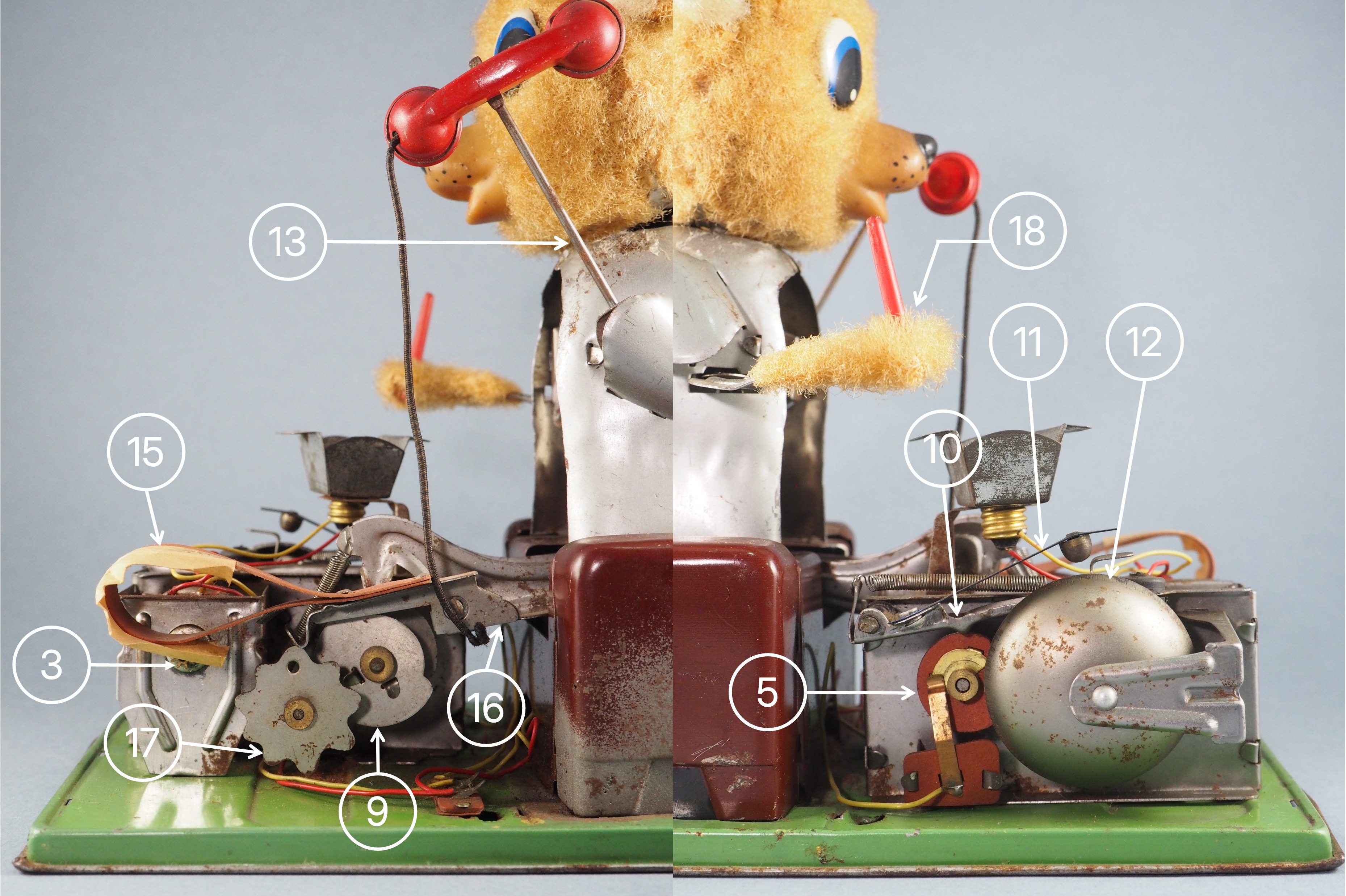 Telephone Bear Winky Eyes mechanism 2